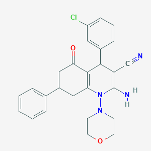 molecular formula C26H25ClN4O2 B303617 2-Amino-4-(3-chlorophenyl)-1-(4-morpholinyl)-5-oxo-7-phenyl-1,4,5,6,7,8-hexahydro-3-quinolinecarbonitrile 