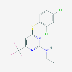 molecular formula C13H10Cl2F3N3S B3036176 4-[(2,4-dichlorophenyl)sulfanyl]-N-ethyl-6-(trifluoromethyl)-2-pyrimidinamine CAS No. 339011-07-3