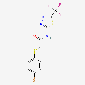 molecular formula C11H7BrF3N3OS2 B3036187 2-[(4-bromophenyl)sulfanyl]-N-[5-(trifluoromethyl)-1,3,4-thiadiazol-2-yl]acetamide CAS No. 339013-79-5