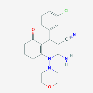 molecular formula C20H21ClN4O2 B303619 2-Amino-4-(3-chlorophenyl)-1-(4-morpholinyl)-5-oxo-1,4,5,6,7,8-hexahydro-3-quinolinecarbonitrile 