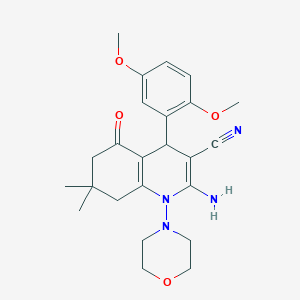 molecular formula C24H30N4O4 B303620 2-Amino-4-(2,5-dimethoxyphenyl)-7,7-dimethyl-1-(4-morpholinyl)-5-oxo-1,4,5,6,7,8-hexahydro-3-quinolinecarbonitrile 