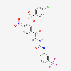 molecular formula C22H16ClF3N4O6S B3036200 1-[[3-[(4-Chlorophenyl)sulfonylmethyl]-4-nitrobenzoyl]amino]-3-[3-(trifluoromethyl)phenyl]urea CAS No. 339016-41-0