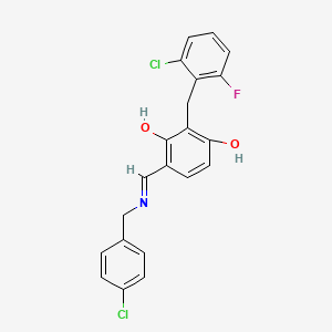 4-{[(4-Chlorobenzyl)imino]methyl}-2-(2-chloro-6-fluorobenzyl)-1,3-benzenediol