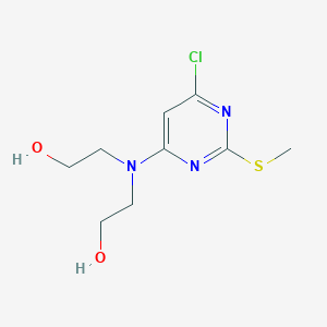 molecular formula C9H14ClN3O2S B3036216 2-((6-Chloro-2-(methylsulfanyl)-4-pyrimidinyl)(2-hydroxyethyl)amino)-1-ethanol CAS No. 339017-88-8