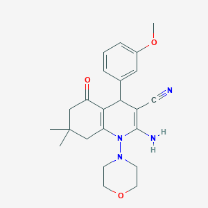 molecular formula C23H28N4O3 B303622 2-Amino-4-(3-methoxyphenyl)-7,7-dimethyl-1-(4-morpholinyl)-5-oxo-1,4,5,6,7,8-hexahydro-3-quinolinecarbonitrile 