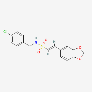 molecular formula C16H14ClNO4S B3036220 (E)-2-(1,3-苯并二氧杂环-5-基)-N-[(4-氯苯基)甲基]乙烯磺酰胺 CAS No. 339018-38-1