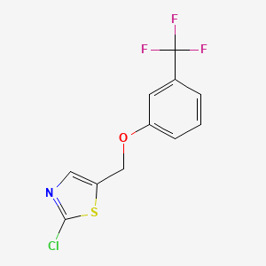 molecular formula C11H7ClF3NOS B3036221 2-Chloro-5-{[3-(trifluoromethyl)phenoxy]methyl}-1,3-thiazole CAS No. 339018-43-8