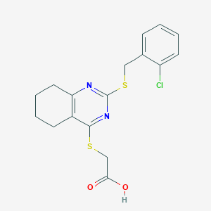 molecular formula C17H17ClN2O2S2 B3036226 2-({2-[(2-Chlorobenzyl)sulfanyl]-5,6,7,8-tetrahydro-4-quinazolinyl}sulfanyl)acetic acid CAS No. 339019-39-5