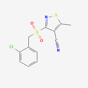 molecular formula C12H9ClN2O2S2 B3036235 3-[(2-Chlorobenzyl)sulfonyl]-5-methyl-4-isothiazolecarbonitrile CAS No. 339021-04-4