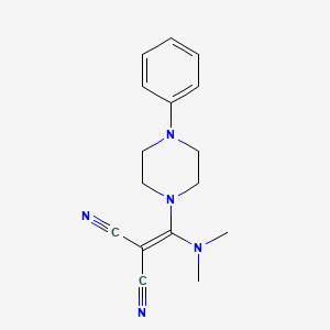 2-((Dimethylamino)(4-phenylpiperazino)methylene)malononitrile