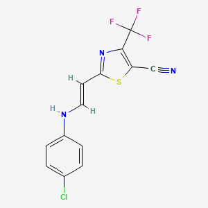 molecular formula C13H7ClF3N3S B3036256 2-[(E)-2-(4-氯苯胺)乙烯基]-4-(三氟甲基)-1,3-噻唑-5-腈 CAS No. 339026-38-9