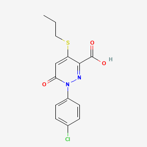 molecular formula C14H13ClN2O3S B3036270 1-(4-Chlorophenyl)-6-oxo-4-(propylsulfanyl)-1,6-dihydro-3-pyridazinecarboxylic acid CAS No. 339031-12-8