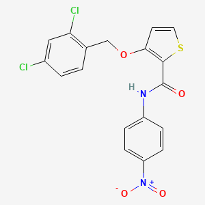 molecular formula C18H12Cl2N2O4S B3036277 3-[(2,4-dichlorophenyl)methoxy]-N-(4-nitrophenyl)thiophene-2-carboxamide CAS No. 339098-07-6