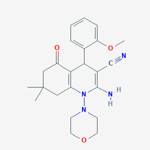 molecular formula C23H28N4O3 B303628 2-Amino-4-(2-methoxyphenyl)-7,7-dimethyl-1-(4-morpholinyl)-5-oxo-1,4,5,6,7,8-hexahydro-3-quinolinecarbonitrile 