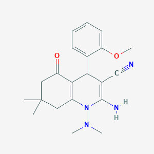 molecular formula C21H26N4O2 B303629 2-Amino-1-(dimethylamino)-4-(2-methoxyphenyl)-7,7-dimethyl-5-oxo-1,4,5,6,7,8-hexahydroquinoline-3-carbonitrile 