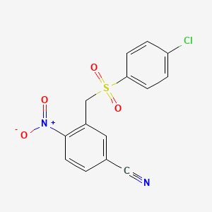 molecular formula C14H9ClN2O4S B3036304 3-{[(4-Chlorophenyl)sulfonyl]methyl}-4-nitrobenzenecarbonitrile CAS No. 339101-92-7