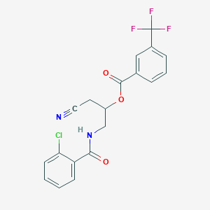 molecular formula C19H14ClF3N2O3 B3036305 2-[(2-Chlorobenzoyl)amino]-1-(cyanomethyl)ethyl 3-(trifluoromethyl)benzenecarboxylate CAS No. 339101-94-9