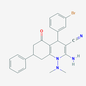molecular formula C24H23BrN4O B303631 2-Amino-4-(3-bromophenyl)-1-(dimethylamino)-5-oxo-7-phenyl-1,4,5,6,7,8-hexahydro-3-quinolinecarbonitrile 