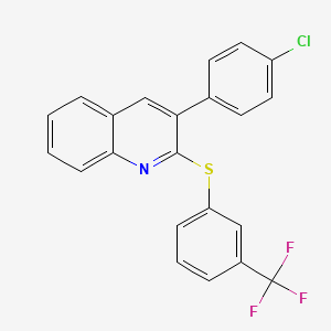 molecular formula C22H13ClF3NS B3036313 3-(4-Chlorophenyl)-2-{[3-(trifluoromethyl)phenyl]sulfanyl}quinoline CAS No. 339102-62-4