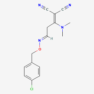 molecular formula C15H15ClN4O B3036316 2-[3-{[(4-Chlorobenzyl)oxy]imino}-1-(dimethylamino)propylidene]malononitrile CAS No. 339102-85-1