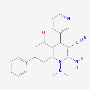 molecular formula C23H23N5O B303632 2-Amino-1-(dimethylamino)-5-oxo-7-phenyl-4-(3-pyridinyl)-1,4,5,6,7,8-hexahydro-3-quinolinecarbonitrile 