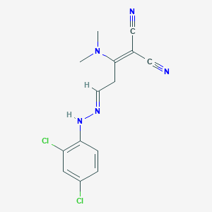 molecular formula C14H13Cl2N5 B3036320 2-[3-[2-(2,4-Dichlorophenyl)hydrazono]-1-(dimethylamino)propylidene]malononitrile CAS No. 339103-09-2