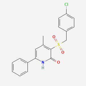 molecular formula C19H16ClNO3S B3036322 3-[(4-Chlorobenzyl)sulfonyl]-4-methyl-6-phenyl-2-pyridinol CAS No. 339103-48-9