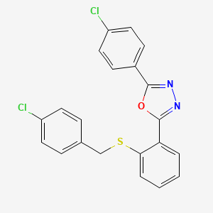 molecular formula C21H14Cl2N2OS B3036328 2-{2-[(4-Chlorobenzyl)sulfanyl]phenyl}-5-(4-chlorophenyl)-1,3,4-oxadiazole CAS No. 339104-03-9