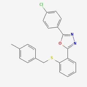 molecular formula C22H17ClN2OS B3036329 2-(4-Chlorophenyl)-5-{2-[(4-methylbenzyl)sulfanyl]phenyl}-1,3,4-oxadiazole CAS No. 339104-15-3
