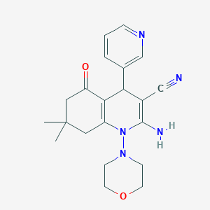 molecular formula C21H25N5O2 B303633 2-Amino-7,7-dimethyl-1-(4-morpholinyl)-5-oxo-4-(3-pyridinyl)-1,4,5,6,7,8-hexahydro-3-quinolinecarbonitrile 
