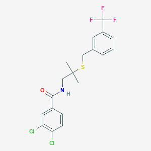 molecular formula C19H18Cl2F3NOS B3036332 3,4-dichloro-N-(2-methyl-2-{[3-(trifluoromethyl)benzyl]sulfanyl}propyl)benzenecarboxamide CAS No. 339104-44-8