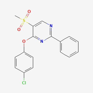 molecular formula C17H13ClN2O3S B3036340 4-(4-Chlorophenoxy)-5-(methylsulfonyl)-2-phenylpyrimidine CAS No. 339106-25-1
