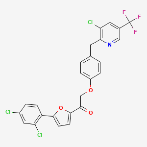 molecular formula C25H15Cl3F3NO3 B3036343 2-[4-[[3-Chloro-5-(trifluoromethyl)pyridin-2-yl]methyl]phenoxy]-1-[5-(2,4-dichlorophenyl)furan-2-yl]ethanone CAS No. 339106-72-8