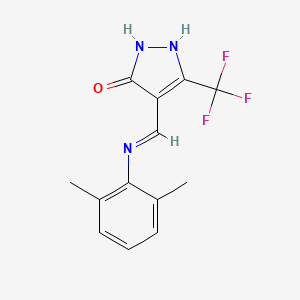 molecular formula C13H12F3N3O B3036346 4-[(2,6-dimethylanilino)methylene]-5-(trifluoromethyl)-2,4-dihydro-3H-pyrazol-3-one CAS No. 339107-16-3