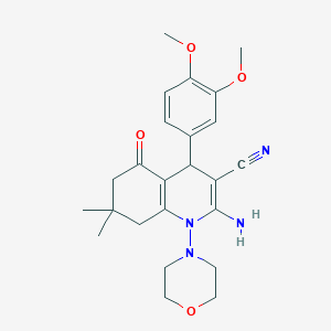 molecular formula C24H30N4O4 B303636 2-Amino-4-(3,4-dimethoxyphenyl)-7,7-dimethyl-1-(4-morpholinyl)-5-oxo-1,4,5,6,7,8-hexahydro-3-quinolinecarbonitrile 