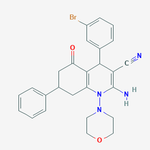 molecular formula C26H25BrN4O2 B303637 2-Amino-4-(3-bromophenyl)-1-(4-morpholinyl)-5-oxo-7-phenyl-1,4,5,6,7,8-hexahydro-3-quinolinecarbonitrile 