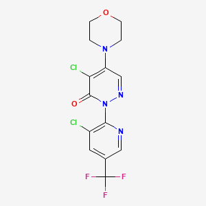 molecular formula C14H11Cl2F3N4O2 B3036391 4-Chloro-2-(3-chloro-5-(trifluoromethyl)-2-pyridinyl)-5-morpholino-3(2H)-pyridazinone CAS No. 339279-30-0