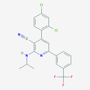 molecular formula C22H16Cl2F3N3 B3036402 4-(2,4-Dichlorophenyl)-2-(isopropylamino)-6-[3-(trifluoromethyl)phenyl]nicotinonitrile CAS No. 341964-96-3