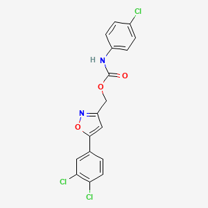 molecular formula C17H11Cl3N2O3 B3036442 [5-(3,4-dichlorophenyl)-1,2-oxazol-3-yl]methyl N-(4-chlorophenyl)carbamate CAS No. 343374-61-8