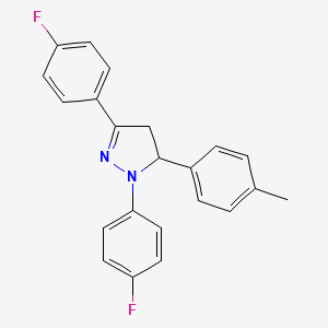 molecular formula C22H18F2N2 B3036444 1,3-bis(4-fluorophenyl)-5-(4-methylphenyl)-4,5-dihydro-1H-pyrazole CAS No. 343374-71-0