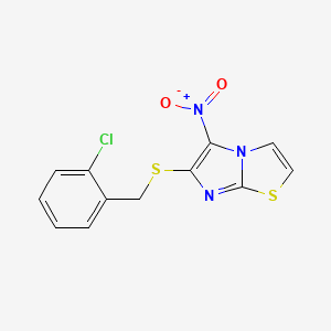 B3036455 2-Chlorobenzyl 5-nitroimidazo[2,1-b][1,3]thiazol-6-yl sulfide CAS No. 343376-27-2