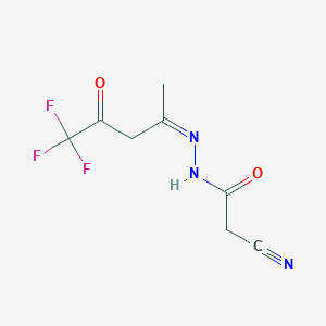 molecular formula C8H8F3N3O2 B3036460 2-cyano-N-[(Z)-(5,5,5-trifluoro-4-oxopentan-2-ylidene)amino]acetamide CAS No. 343955-25-9