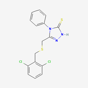 molecular formula C16H13Cl2N3S2 B3036472 5-{[(2,6-dichlorobenzyl)sulfanyl]methyl}-4-phenyl-4H-1,2,4-triazole-3-thiol CAS No. 344269-75-6