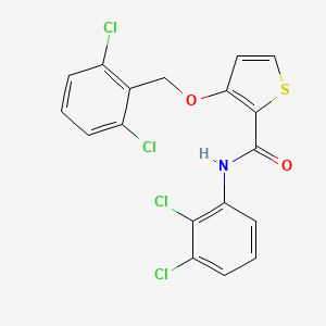 molecular formula C18H11Cl4NO2S B3036475 N-(2,3-dichlorophenyl)-3-[(2,6-dichlorophenyl)methoxy]thiophene-2-carboxamide CAS No. 344270-16-2