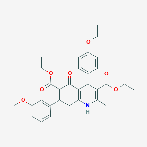 molecular formula C31H35NO7 B303648 Diethyl 4-(4-ethoxyphenyl)-7-(3-methoxyphenyl)-2-methyl-5-oxo-1,4,5,6,7,8-hexahydro-3,6-quinolinedicarboxylate 