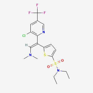 molecular formula C18H21ClF3N3O2S2 B3036484 5-[(Z)-1-[3-chloro-5-(trifluoromethyl)pyridin-2-yl]-2-(dimethylamino)ethenyl]-N,N-diethylthiophene-2-sulfonamide CAS No. 344278-47-3