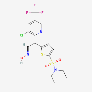 molecular formula C16H17ClF3N3O3S2 B3036485 5-[1-[3-chloro-5-(trifluoromethyl)-2-pyridinyl]-2-(hydroxyimino)ethyl]-N,N-diethyl-2-thiophenesulfonamide CAS No. 344278-55-3
