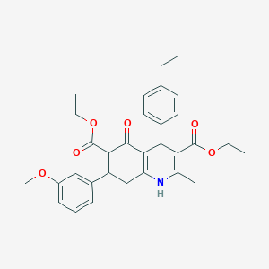 molecular formula C31H35NO6 B303650 Diethyl 4-(4-ethylphenyl)-7-(3-methoxyphenyl)-2-methyl-5-oxo-1,4,5,6,7,8-hexahydro-3,6-quinolinedicarboxylate 