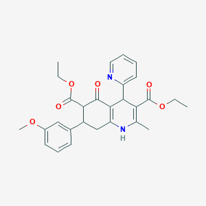 molecular formula C28H30N2O6 B303652 Diethyl 7-(3-methoxyphenyl)-2-methyl-5-oxo-4-(2-pyridinyl)-1,4,5,6,7,8-hexahydro-3,6-quinolinedicarboxylate 