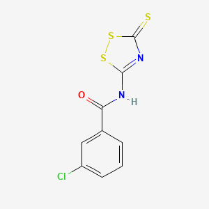 3-chloro-N-(3-thioxo-3H-1,2,4-dithiazol-5-yl)benzenecarboxamide